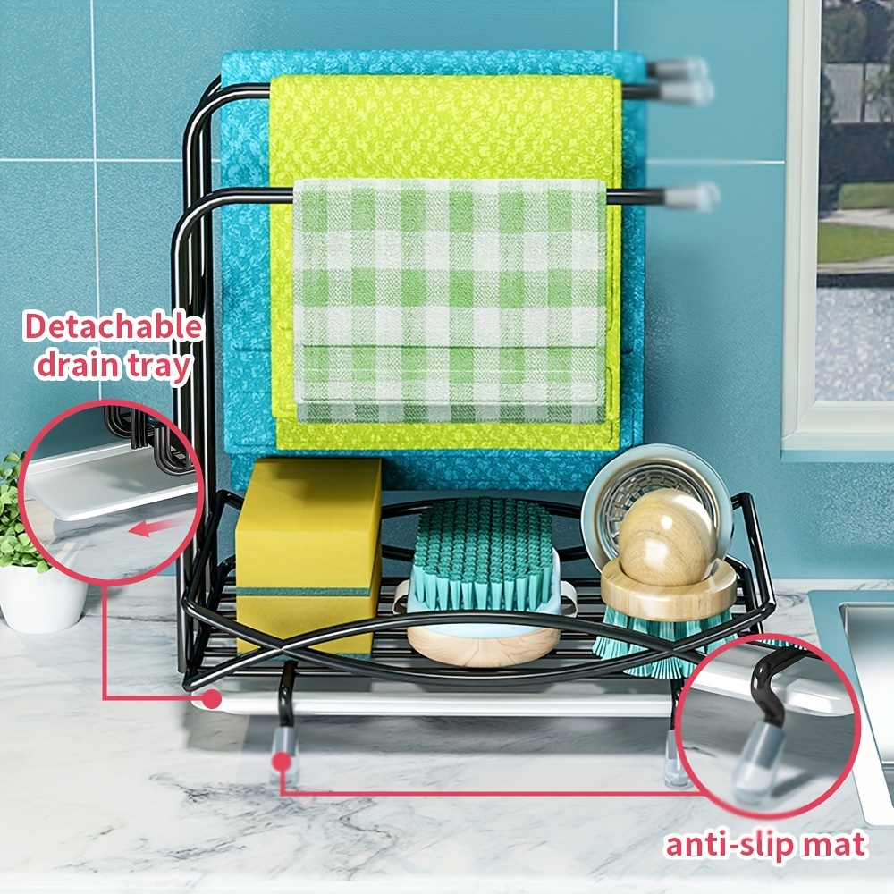  Sink Caddy,Kitchen Sink Organizer with Drain Pan Tray