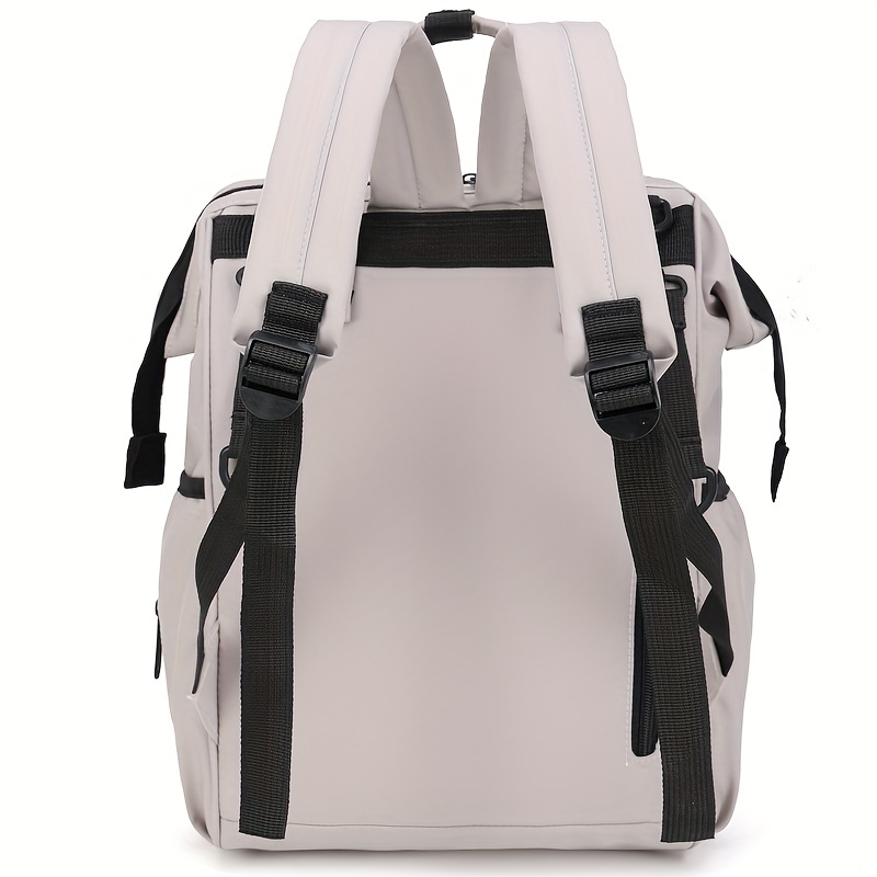 White Large Capacity Solid Color Simple Functional Backpack