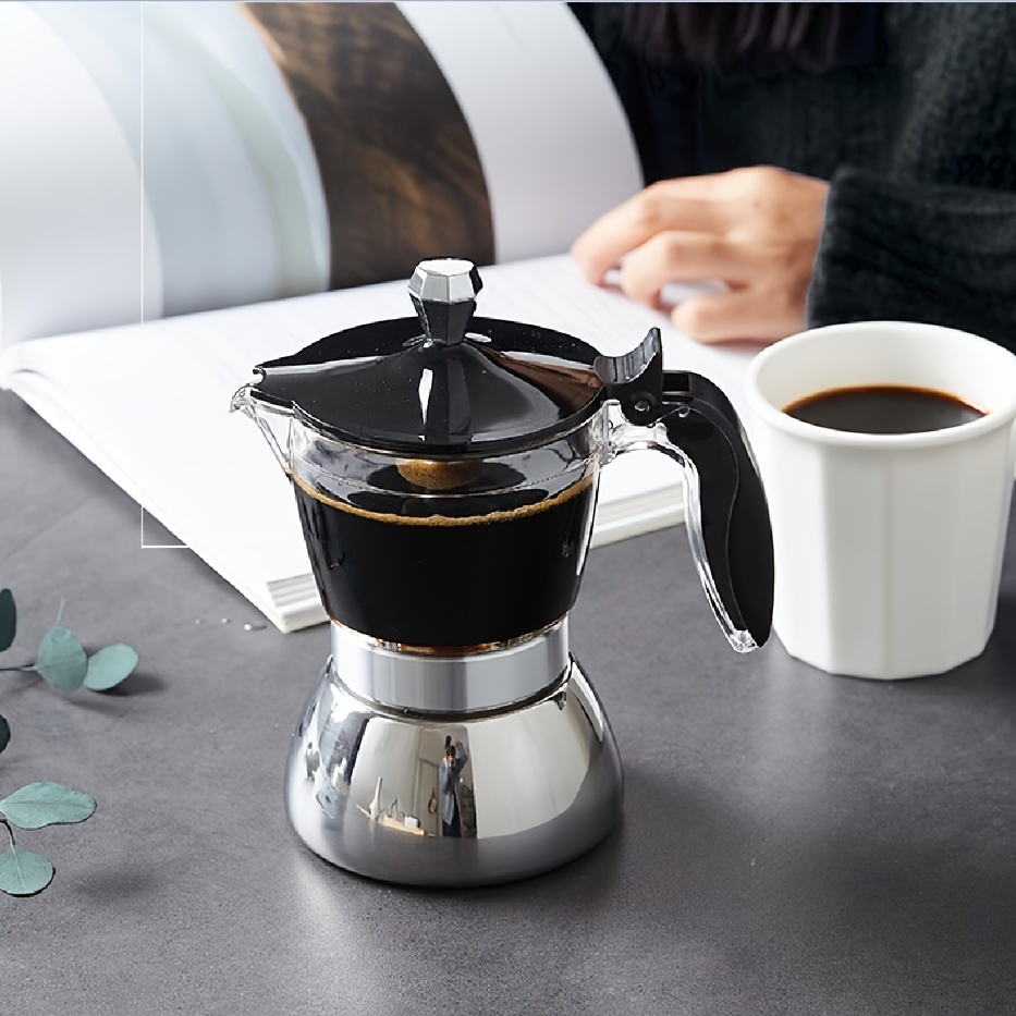 Premium Transparent Moka Pot - 4/6 Cup Stovetop Espresso Maker For Cuban  Coffee And Italian Espresso - Easy To Use And Clean - Temu