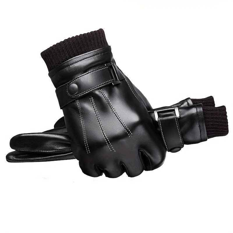Men's Driving Thin Breathable Touch Screen Leather Full Finger Gloves