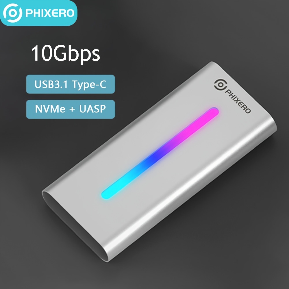 PHIXERO Boîtier Externe SSD M2 Nvme En Métal RGB Avec Type C - Temu Belgium