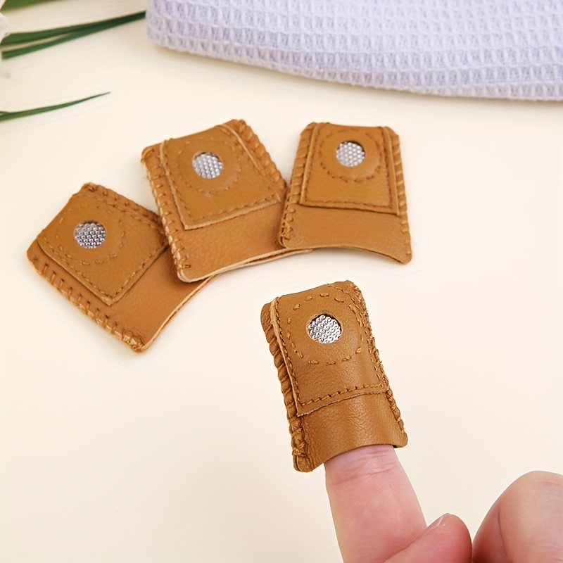 Leather Thimble Finger Protectors DIY Knitting Leather Coin
