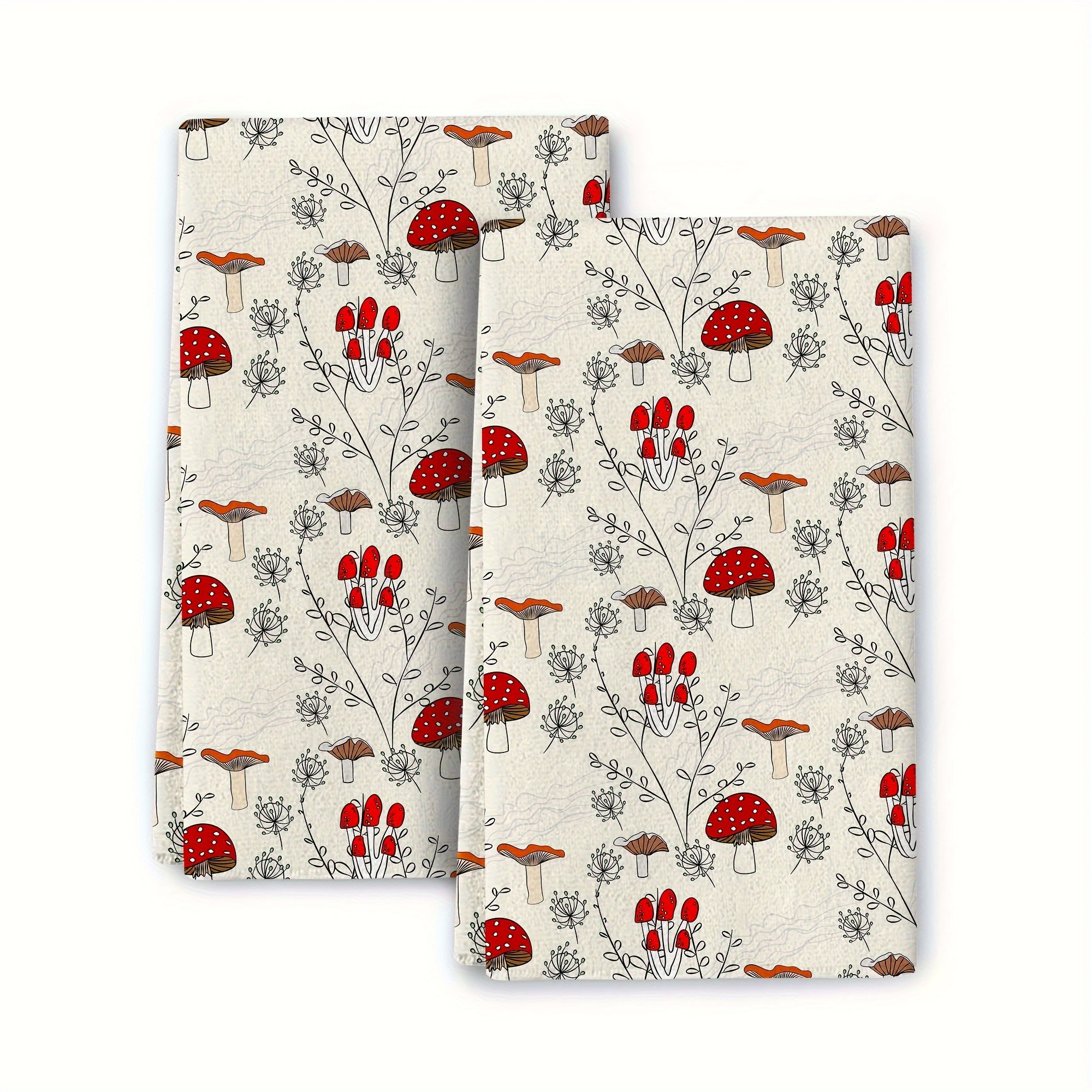 Hand Towels Cute Mushroom Kitchen Dish Towels Absorbent - Temu
