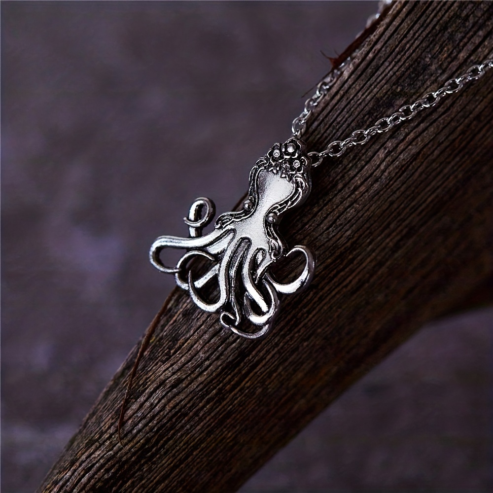 silvery vintage octopus shape pendant necklace boho necklace party keepsake jewelry gift 4