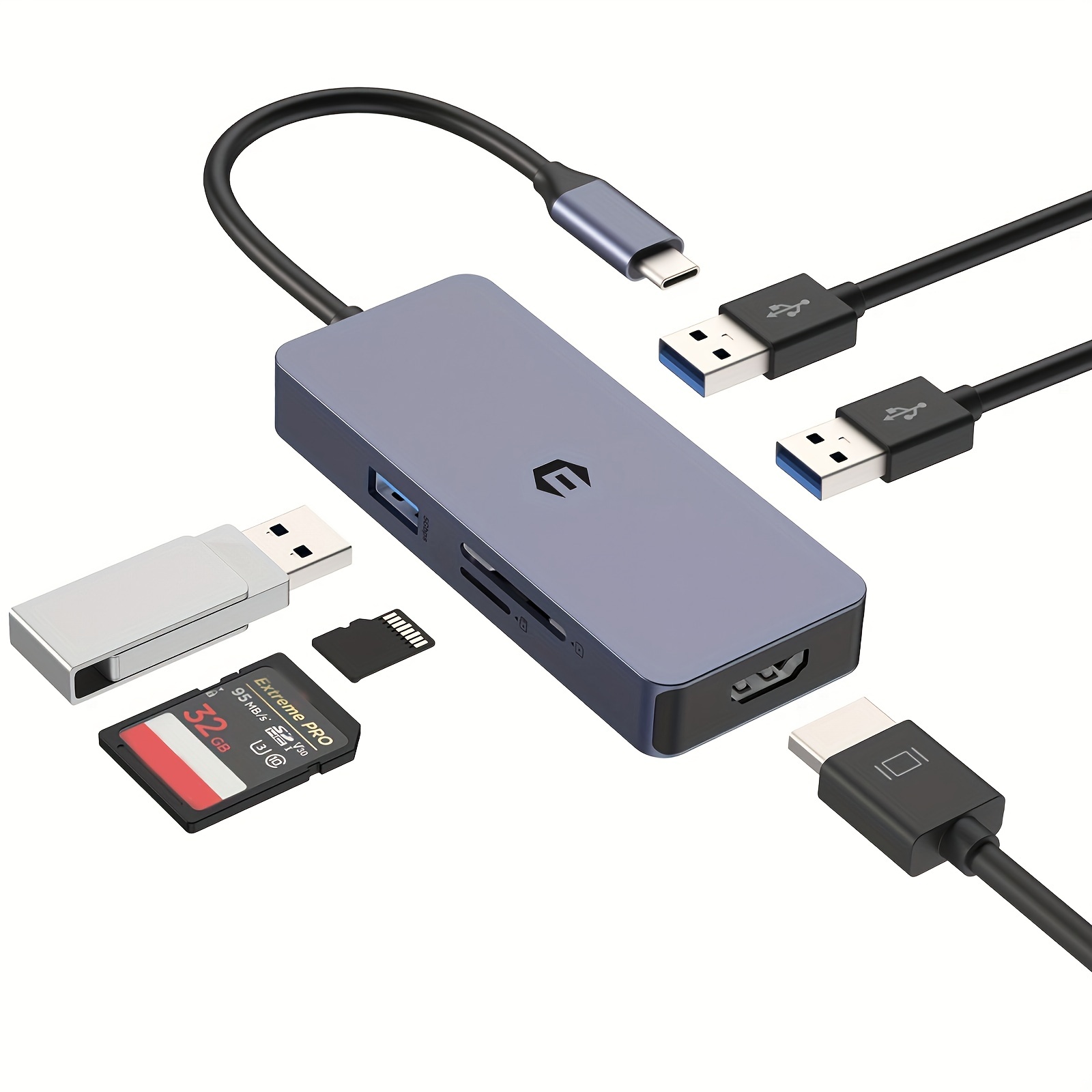Adaptateur ipad Lightning Hub, convertisseur Av numérique Lightning vers  Hdmi 6-en-1, lecteur de carte Tf & Sd, adaptateur de caméra USB,  alimentation