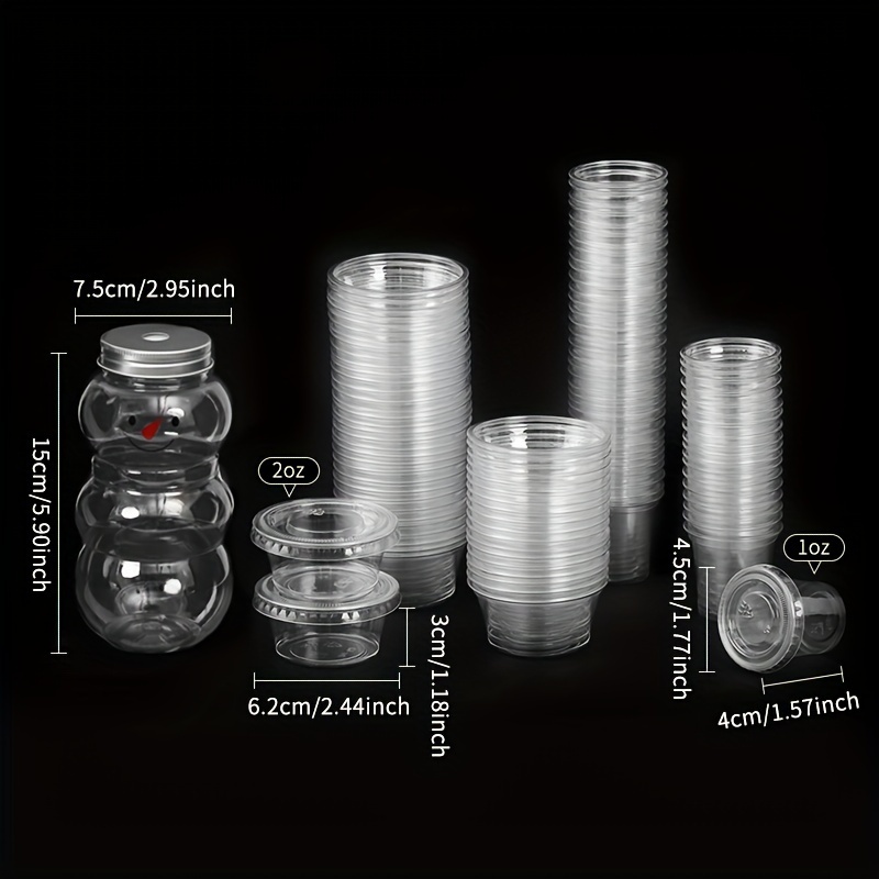 Sets] 1 oz Small Plastic Containers with Lids, Jello Shot Cups