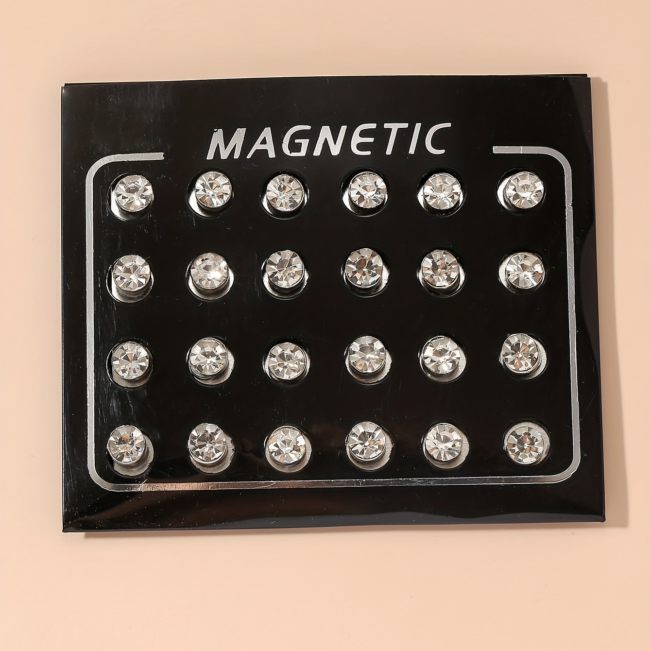 24pcs Multicolor Magnetic Rhinestone Stud Earrings For Men