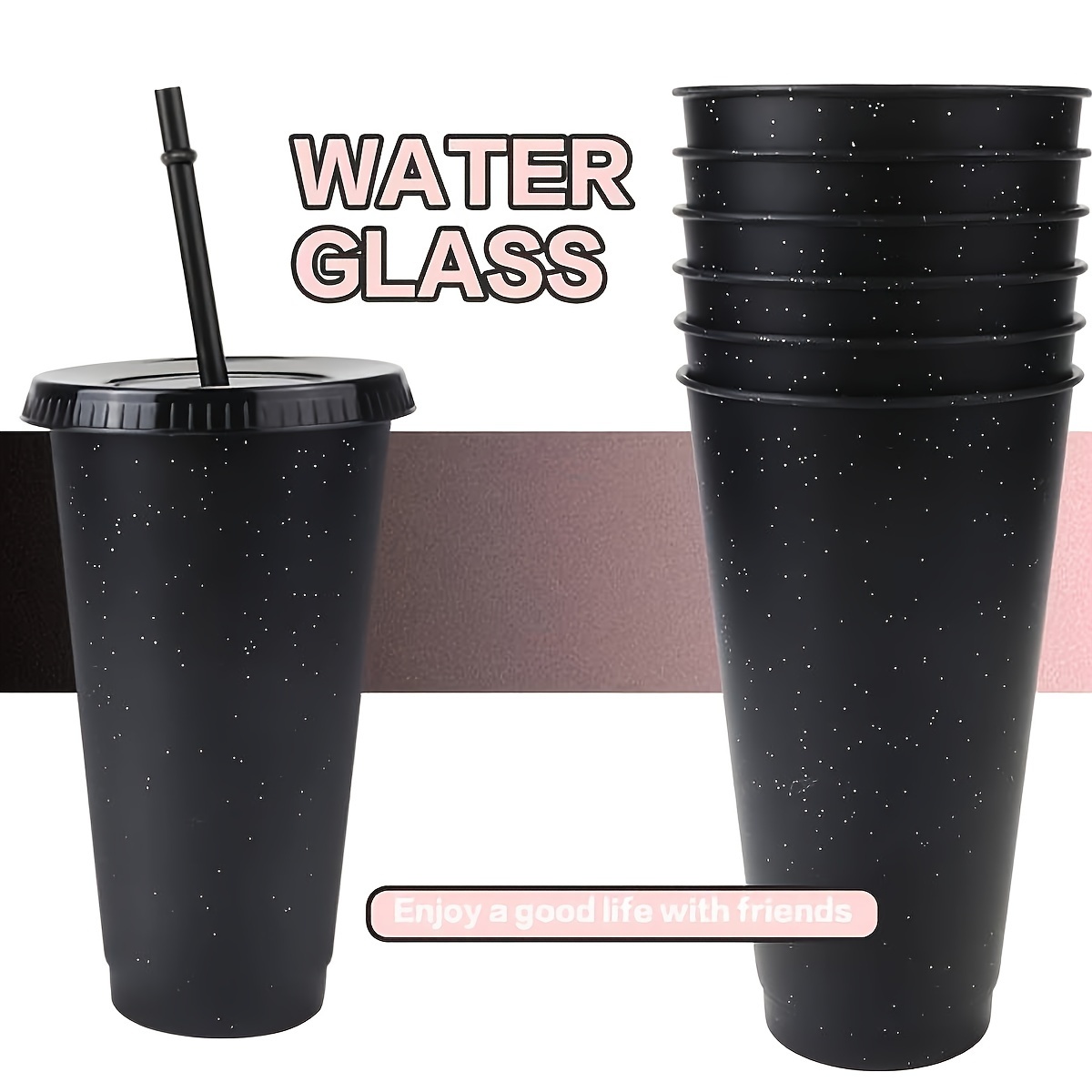 Reusable Plastic Cups With Straw And Lids, Black Durable Water Cup Tumblers  Iced Coffee Lid, Cream Color Water Bottle Travel Mug Cup Party Bulk Cold  For Adults Perfect For Parties Birthdays 