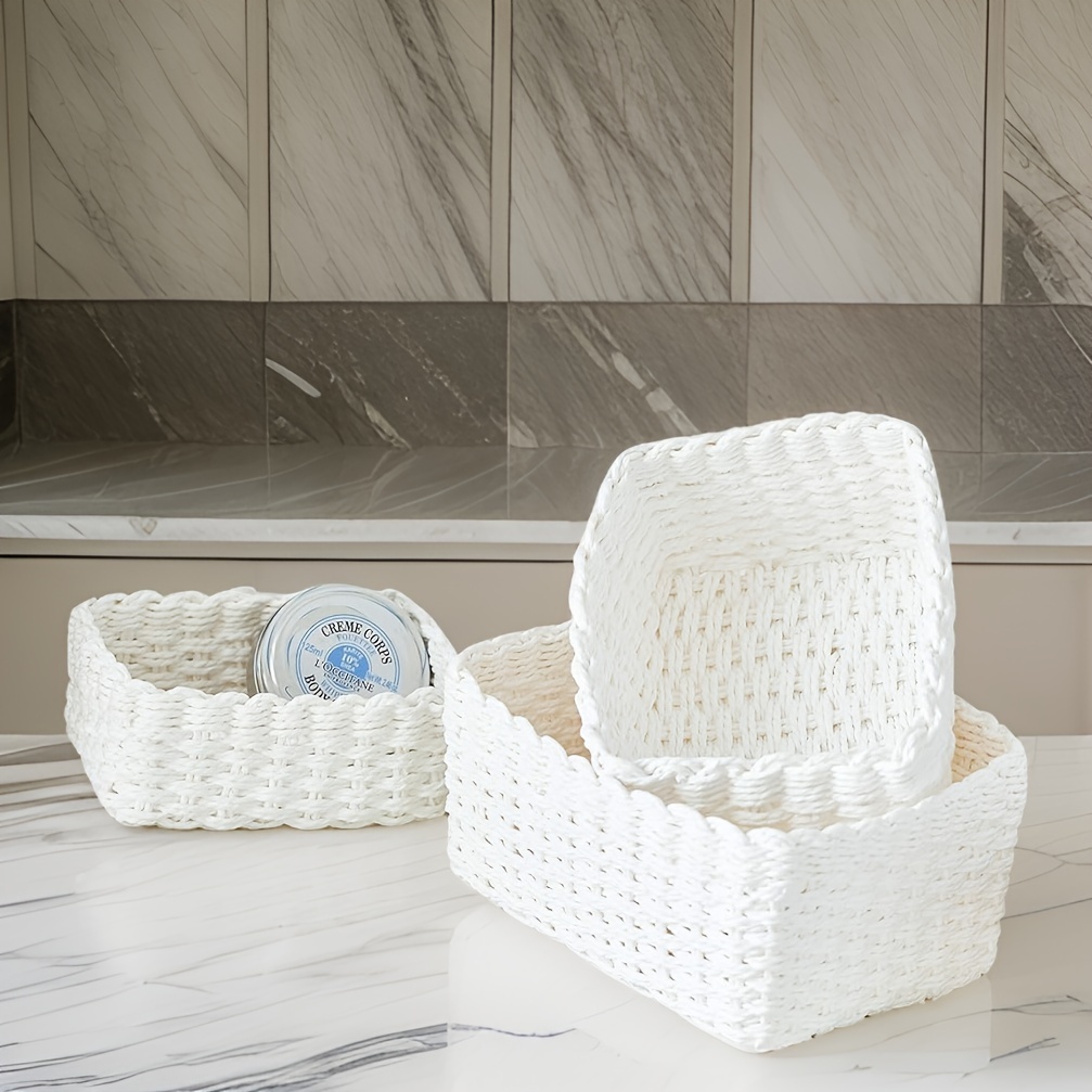 2PCS Wall Hanging Rope Basket Small Woven Baskets Hanging Storage Rope  Basket Cotton Rope Basket Storage Bins for Home Décor, Baby Nursery 