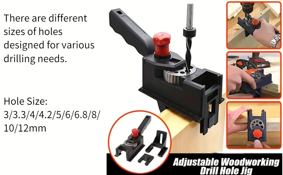 1pc 3 12mm 10 holes dowel drill guide universal drilling template adjustable drilling size for wood dowels non slip drilling guide wood dowels straight hole woodworking positioner tool for furniture and woodworking enthusiasts details 1