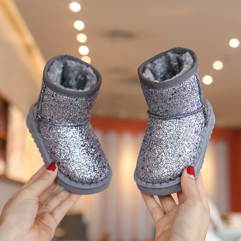 Girl's Solid Snow Boots with Warm Fleece Lining, Cozy Ankle Design