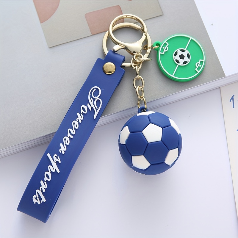 Porte-clés ballon Foot Bleu et Argent - Passions Cadeaux