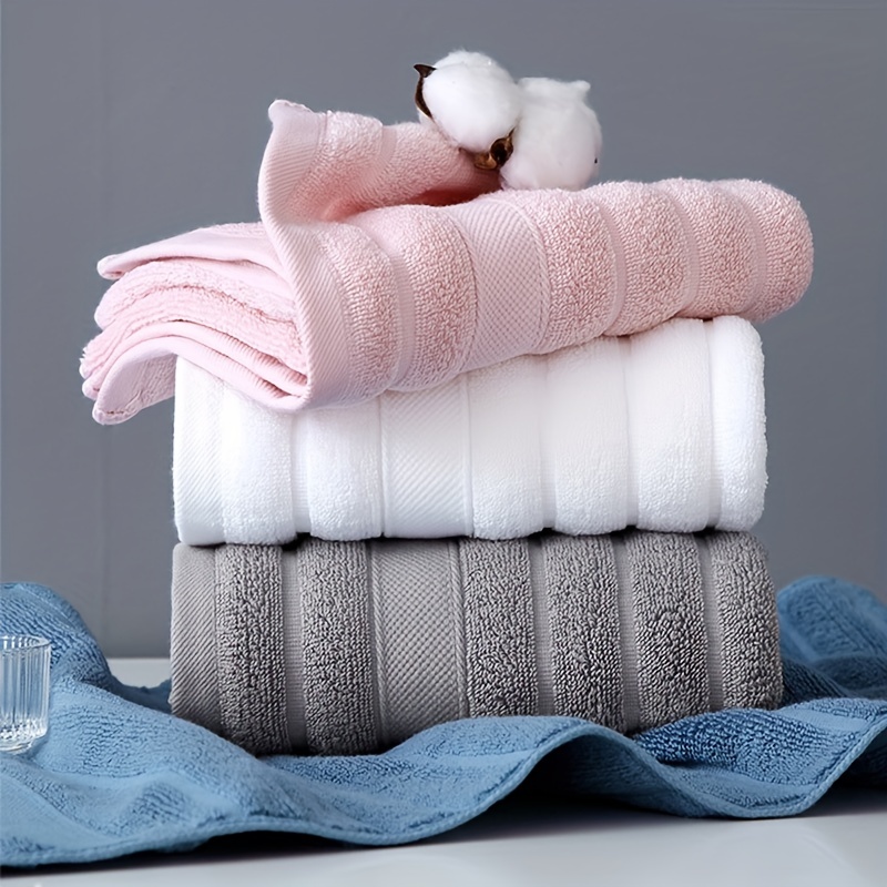 Solid Color Cotton Towels Set, Thickened Soft And Absorbent Towel