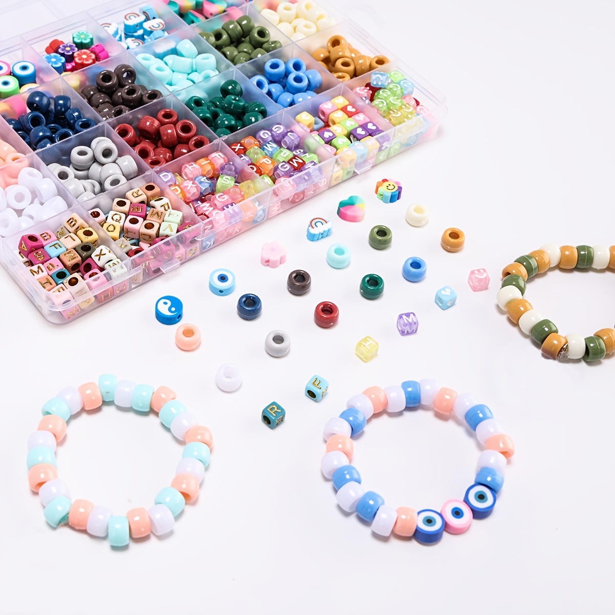 Bead Bracelet Making Kit, Cridoz Bead Kits for Bracelets Making with Pony  Beads, Polymer Fruit Clay Beads, Charm Beads, Letter B