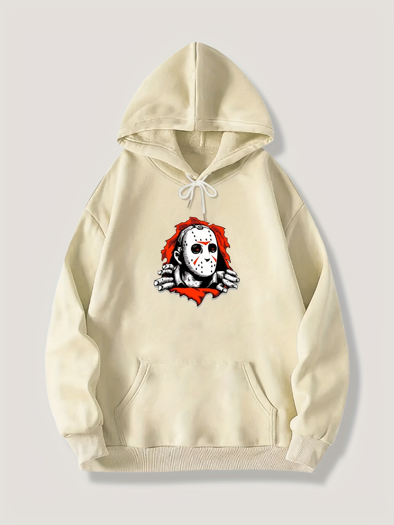 Horror Skull Print Hoodie Cool Hoodies For Men Mens Casual Graphic Design  Pullover Hooded Sweatshirt With Kangaroo Pocket Streetwear For Winter Fall  As Gifts, High-quality & Affordable