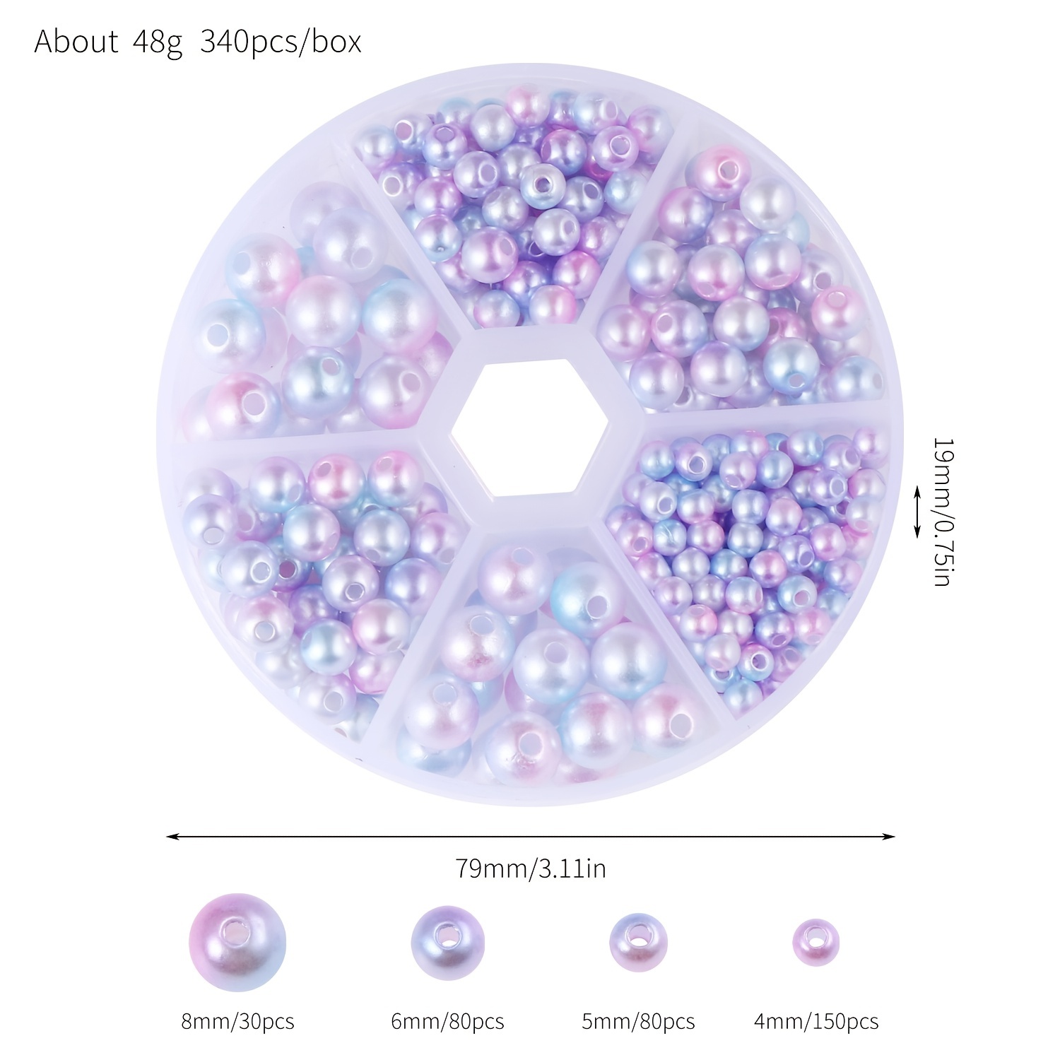 340pcs Round Pearl Beads for DIY Jewelry Making