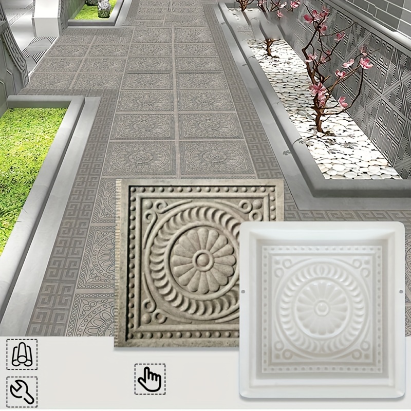LOTTO di 4 Stampi per cemento - Forma pavimento vialetto giardino cm 43x43  h.4