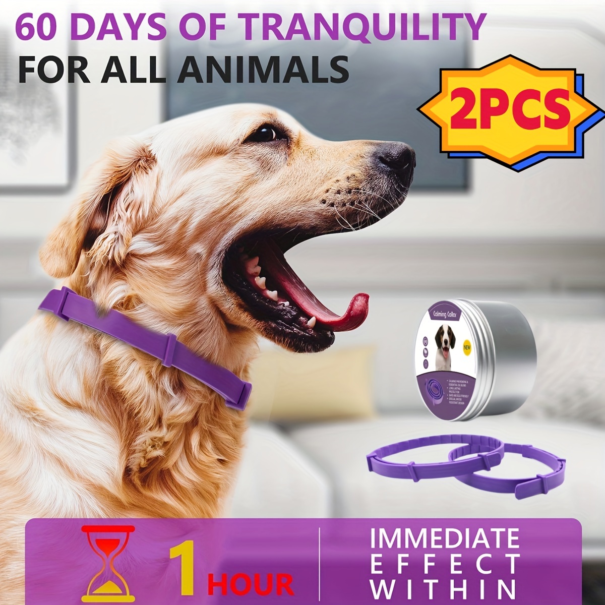 2pcs Pet Calming Collars For Cats & Dogs
