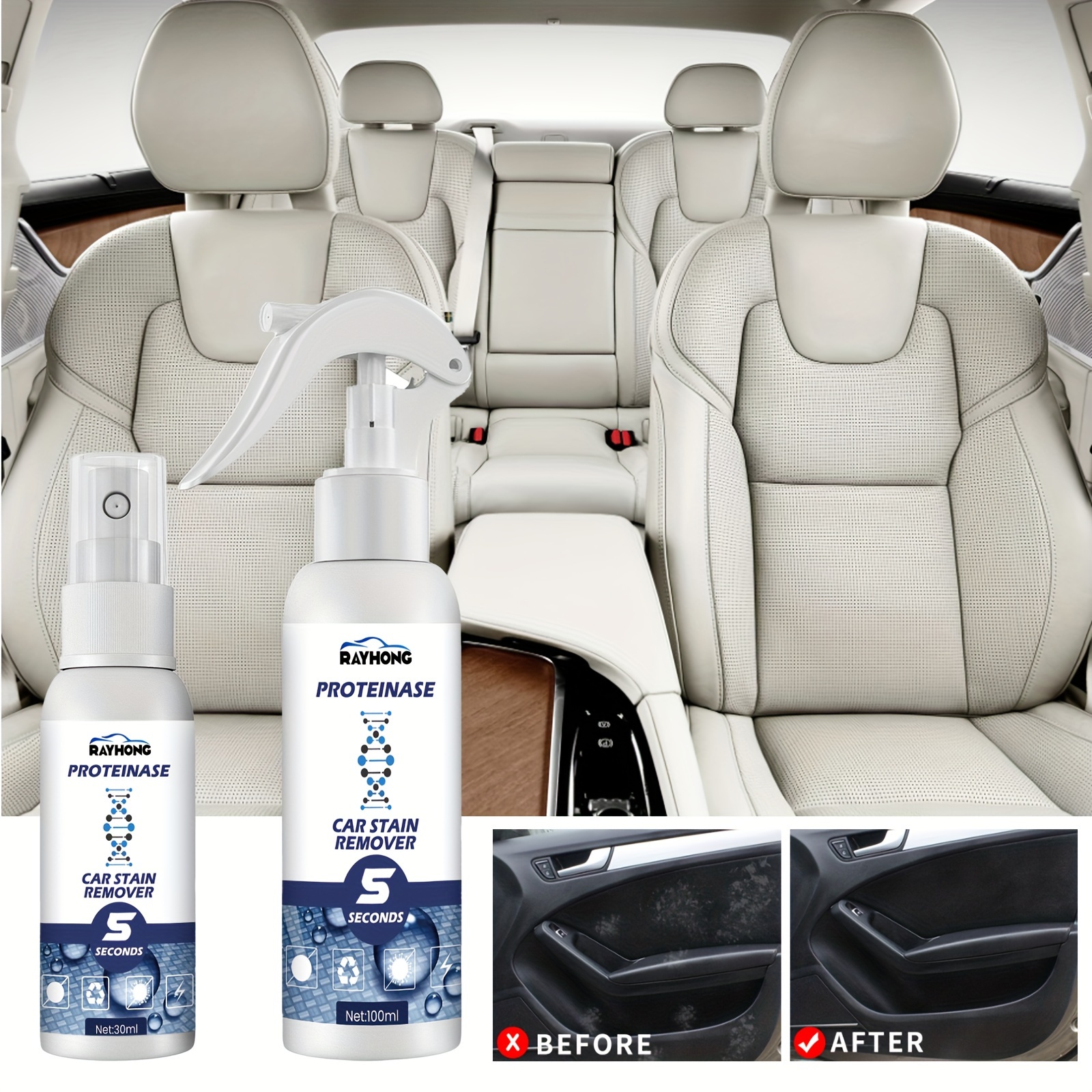 150ml Multi Purpose Foam Cleaner Spray Leather Restorer Seat Polish Agent  Car Interior Rust Remover Cleaning