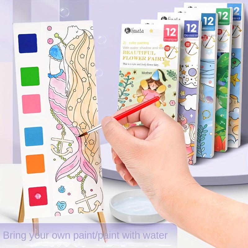 2)Watercolor Coloring Books & (2sets) Watercolor Pencils - arts