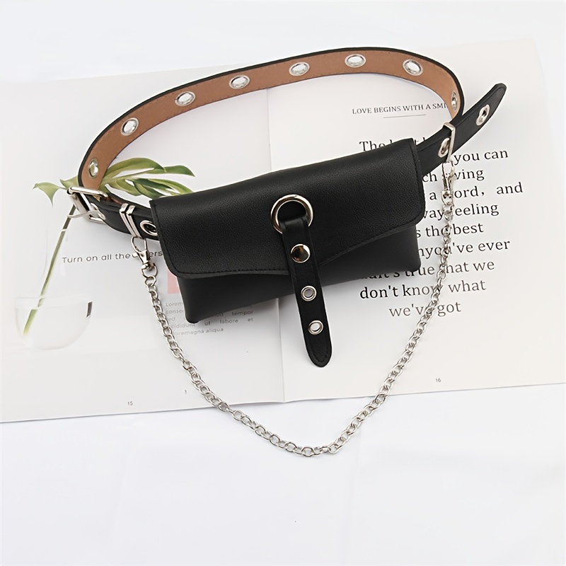 BEMYLV Punk Belt Bag Gothic Fanny Packs for Women Girls Black Leather Waist  Purse Travel Party Halloween Cosplay Accessories｜リュック、バッグ