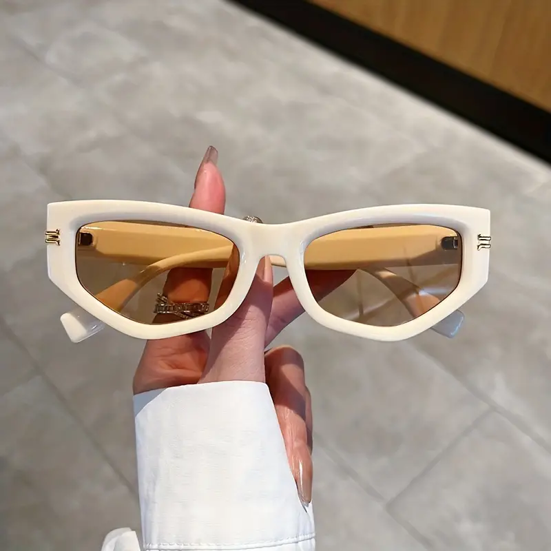 Cat Eye Fashion Sunglasses for Women Men Mod Metal Decor Sports Glasses Casual Outdoor Eyewear for Beach, UV400,Temu