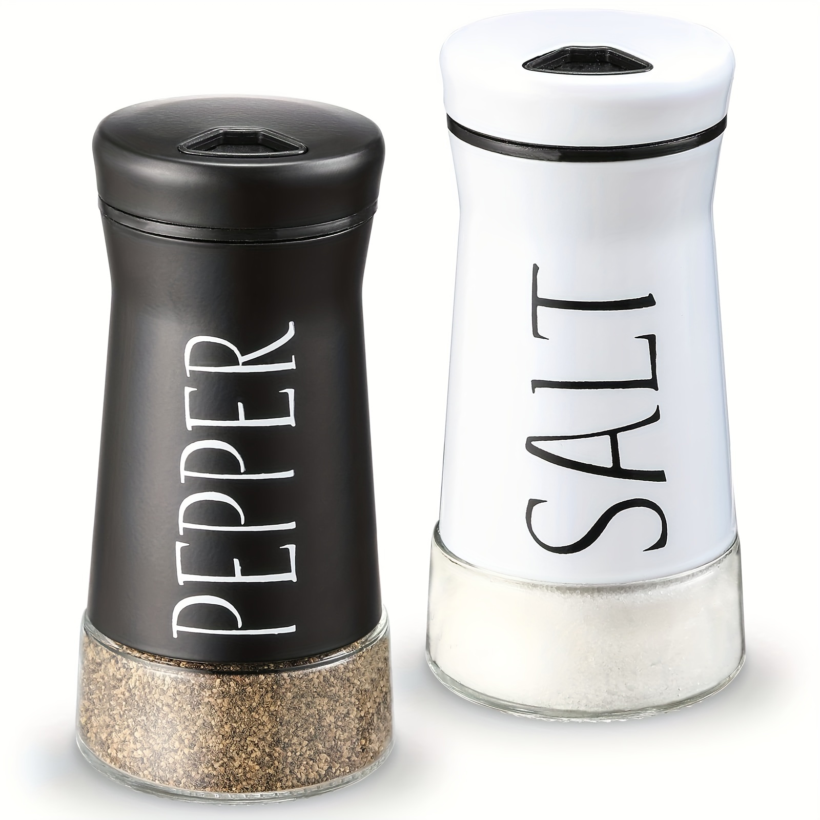 Salt and Pepper Shakers ,Spice Jars Set with Adjustable Pour Holes,  Stainless Steel,3 PCS