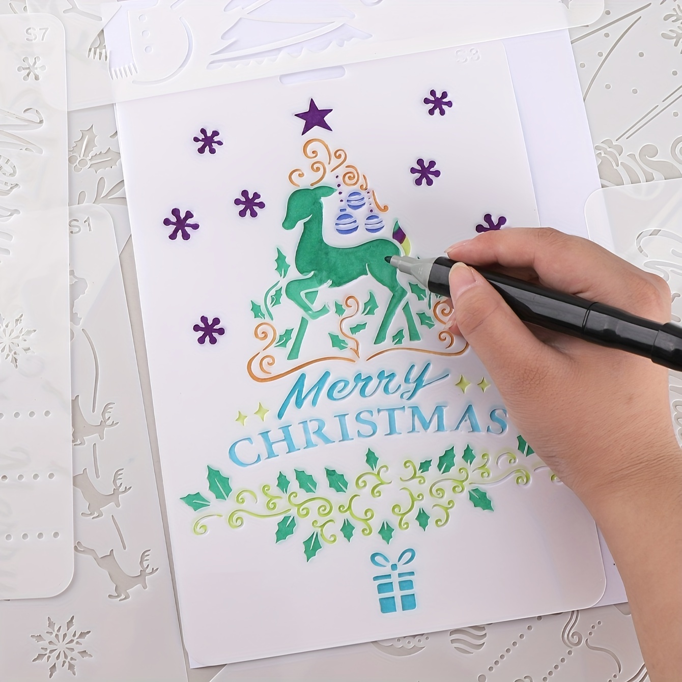 Drawing Stencils for Kids (8 pcs) // CHRISTMAS