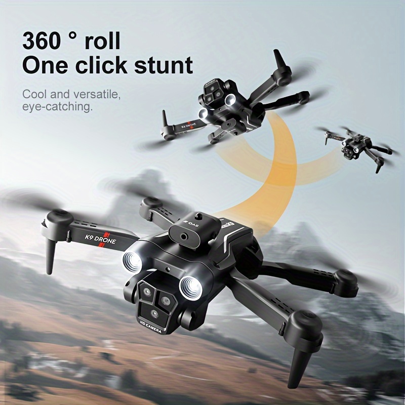 nouveau k9 pro mini drone 4k hd double caméra wifi fpv air pression  altitude tenir pliable quadcopter rc drone enfant jouet cadeau