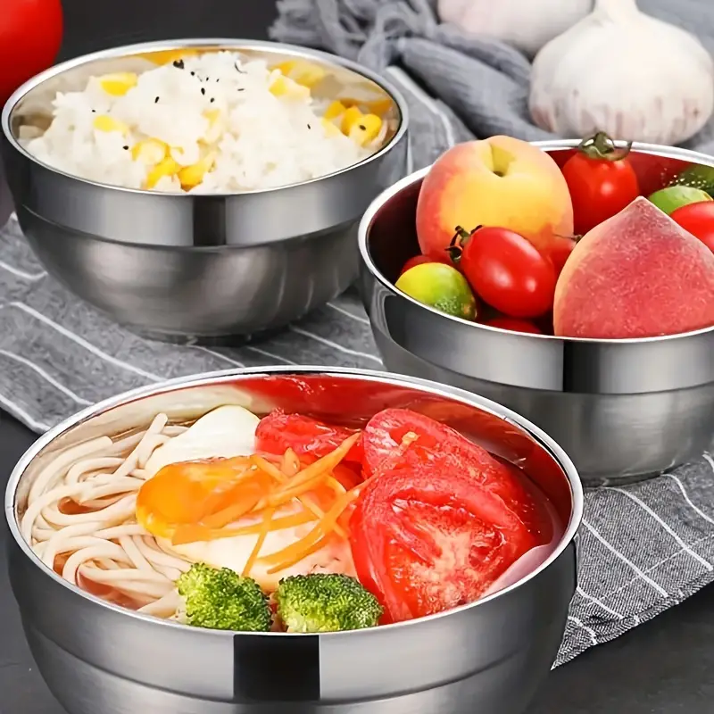 Stainless Steel Bowl, Salad Bowl, Instant Noodle Bowl, Double Insulated  Metal Snack Bowl, Heat-insulated Rice Bowl, Anti-scald Soup Bowl - Temu  Germany
