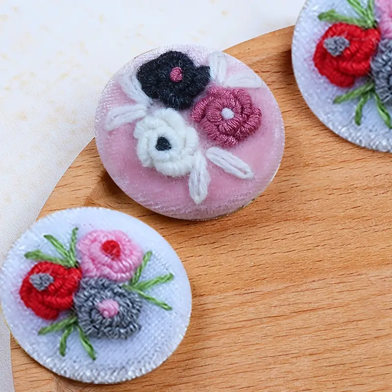 2pcs Handmade Flower Buttons, Vintage Buttons For Sweater Coat, Embroidered  Flower Buttons, Decorative Buttons, Three-dimensional Embroidered Cloth Bu