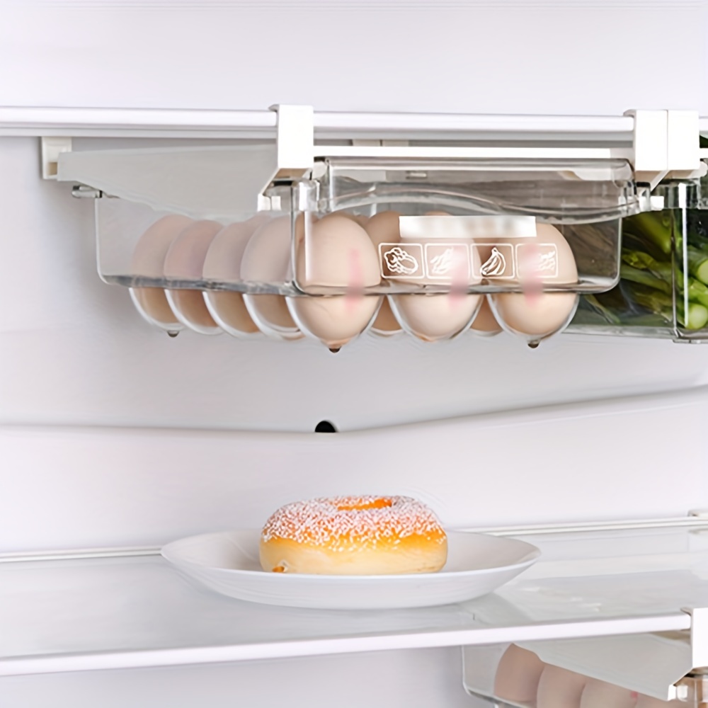 New 1Pc Retractable Kitchen Fridge Organizer Slide Under Shelf Drawer Box  Rack Holder Space Saving Refrigerator Drawer - AliExpress