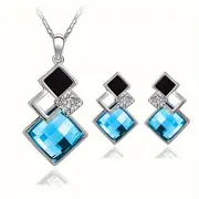 1 pair of earrings 1 necklace elegant jewelry set geometric design multi colors for u to choose match daily outfits party accessories details 6