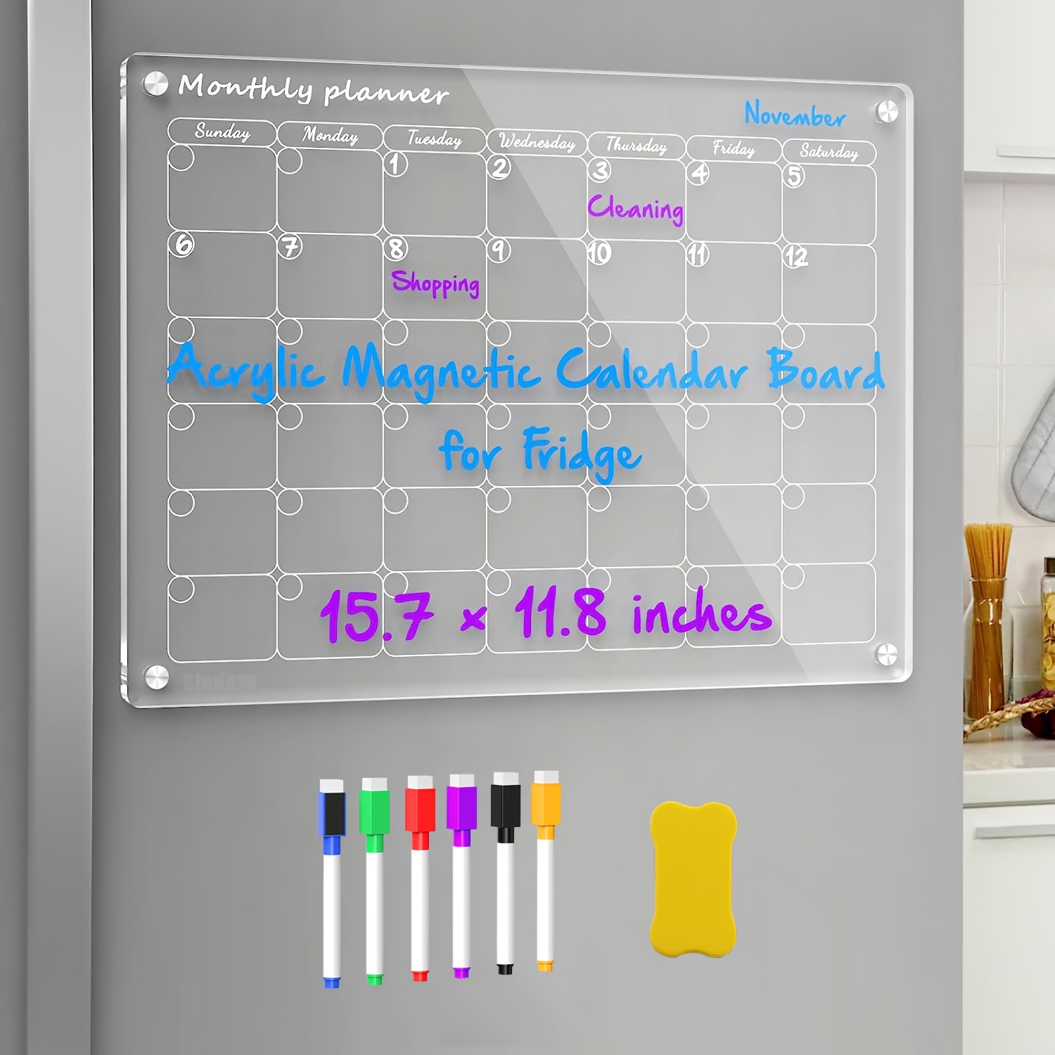 8pcs Calendrier magnétique pour réfrigérateur et organisateur de