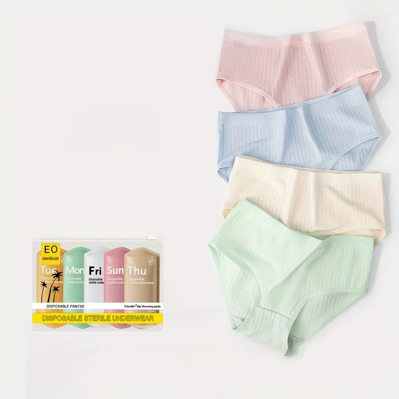 40 Pcs Women's Disposable Underwear Polyester Cotton Ladies Briefs Panties  Women for Travel Hospital Hotel Stays