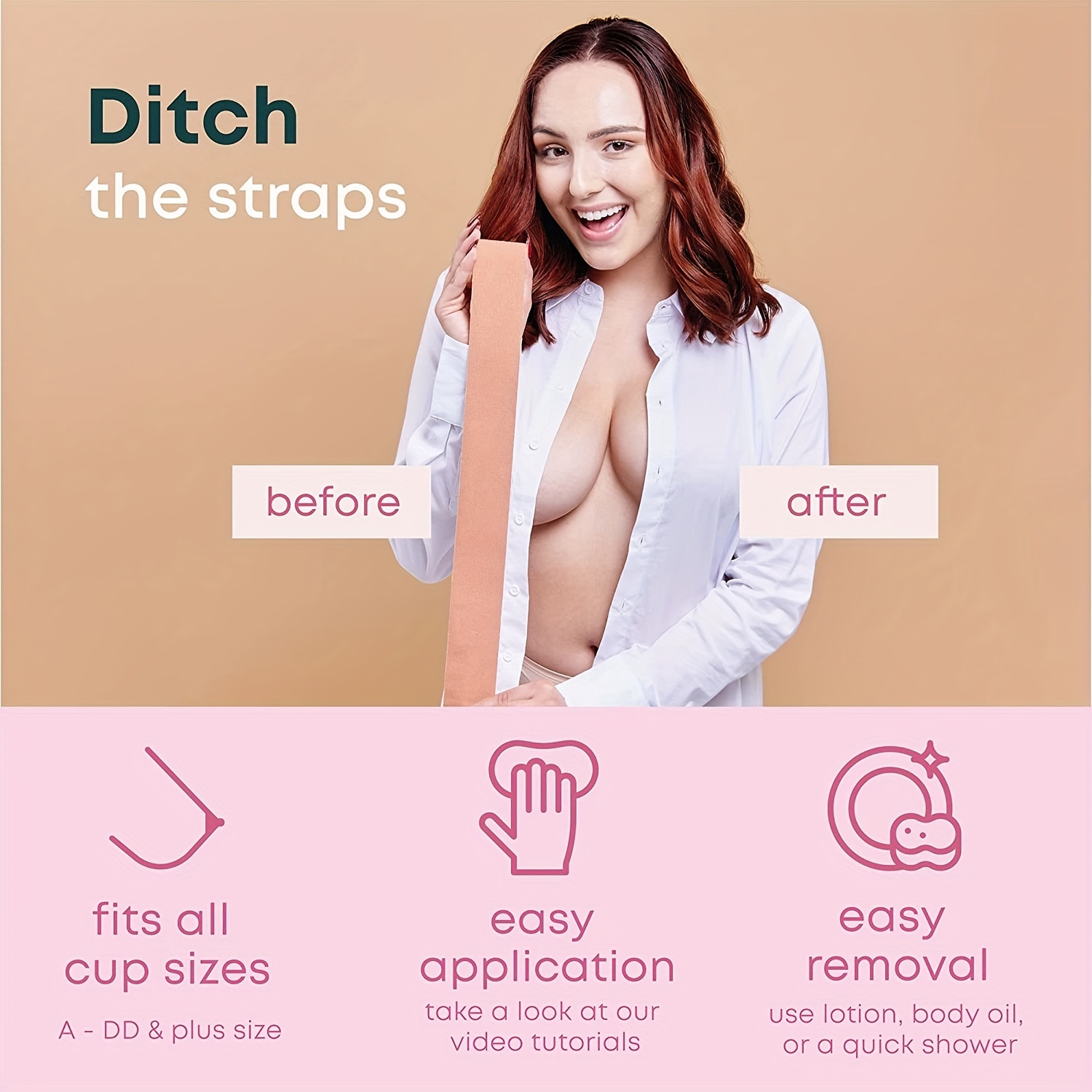 Waterproof Breast Lift Tape & Nipple Pasties Set for Strapless Dresses