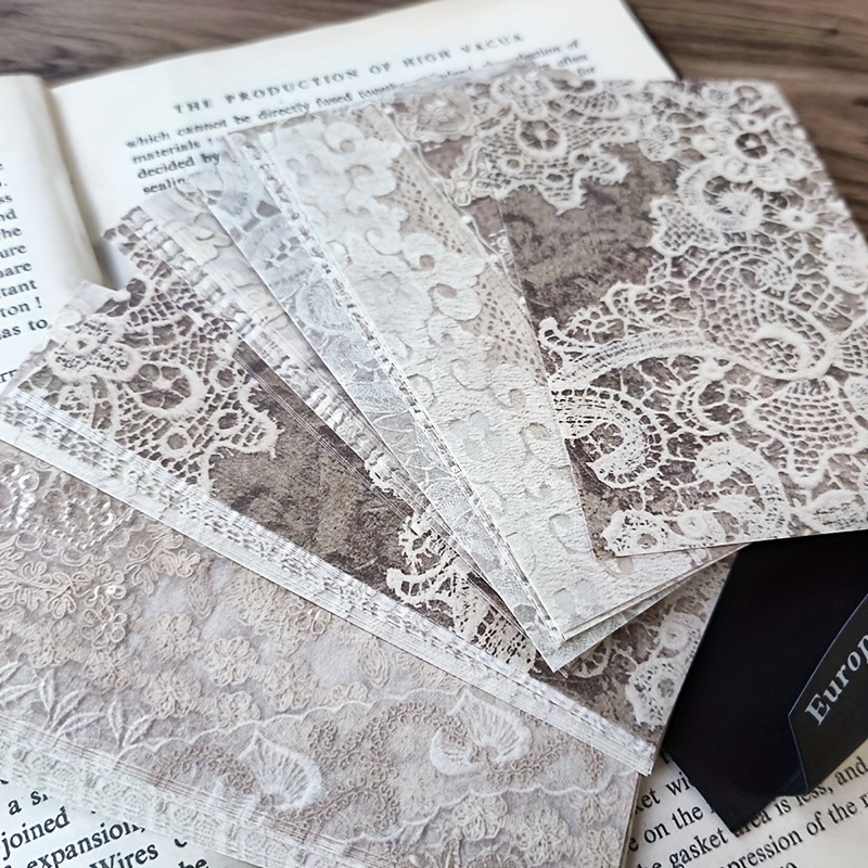

50 Sheets/pack, Vintage Lace Decorative Sticky Note Material Paper, Notebook Decor Stickers, Hand Account Decor Stickers, Party Favors