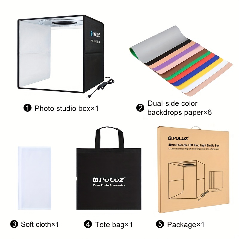 Caja de luz, portátil plegable mini estudio fotografía caja de luz tienda  de campaña con 4 colores fondos