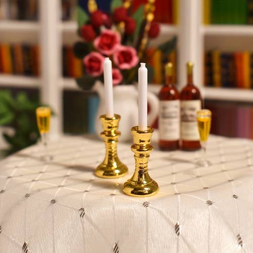 1 12 dollhouse candle holder dollhouse bedroom mini house candle lamp mini crafts mini house crafts alloy golden retainer food play