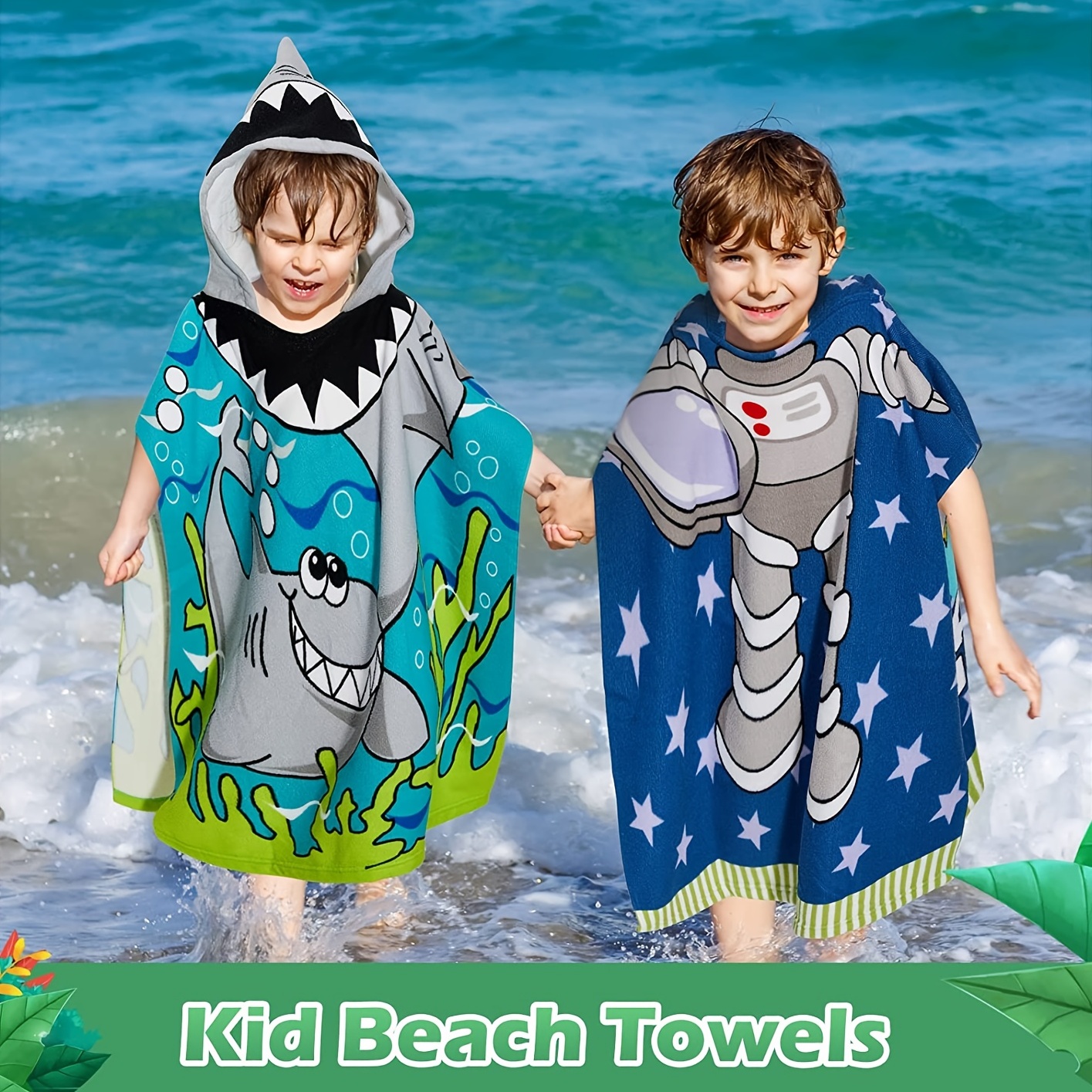 Poncho capa de baño toalla para bebes y niños en playa y piscina