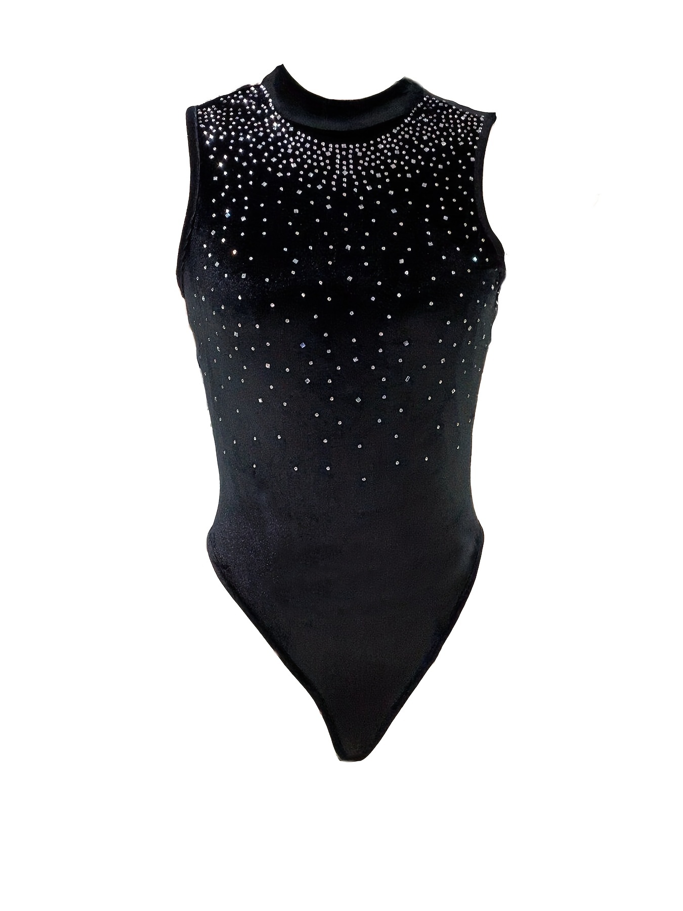 Women's Rhinestone Long Sleeve Bodysuit Studded Fishnet - Temu