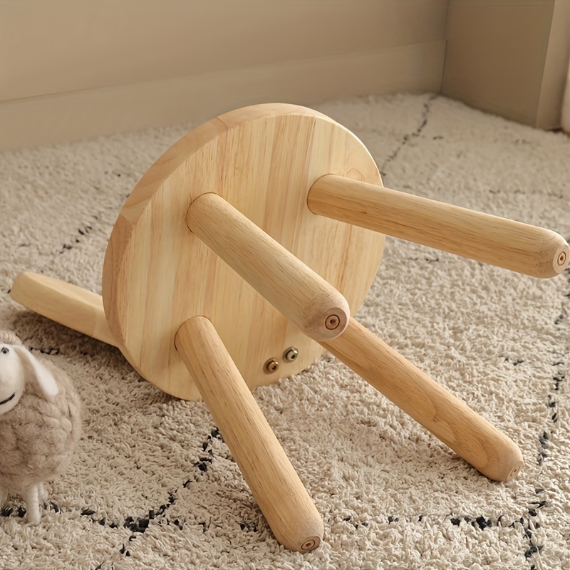 creative solid wood rabbit ears stool cute simple and decorative   details 5