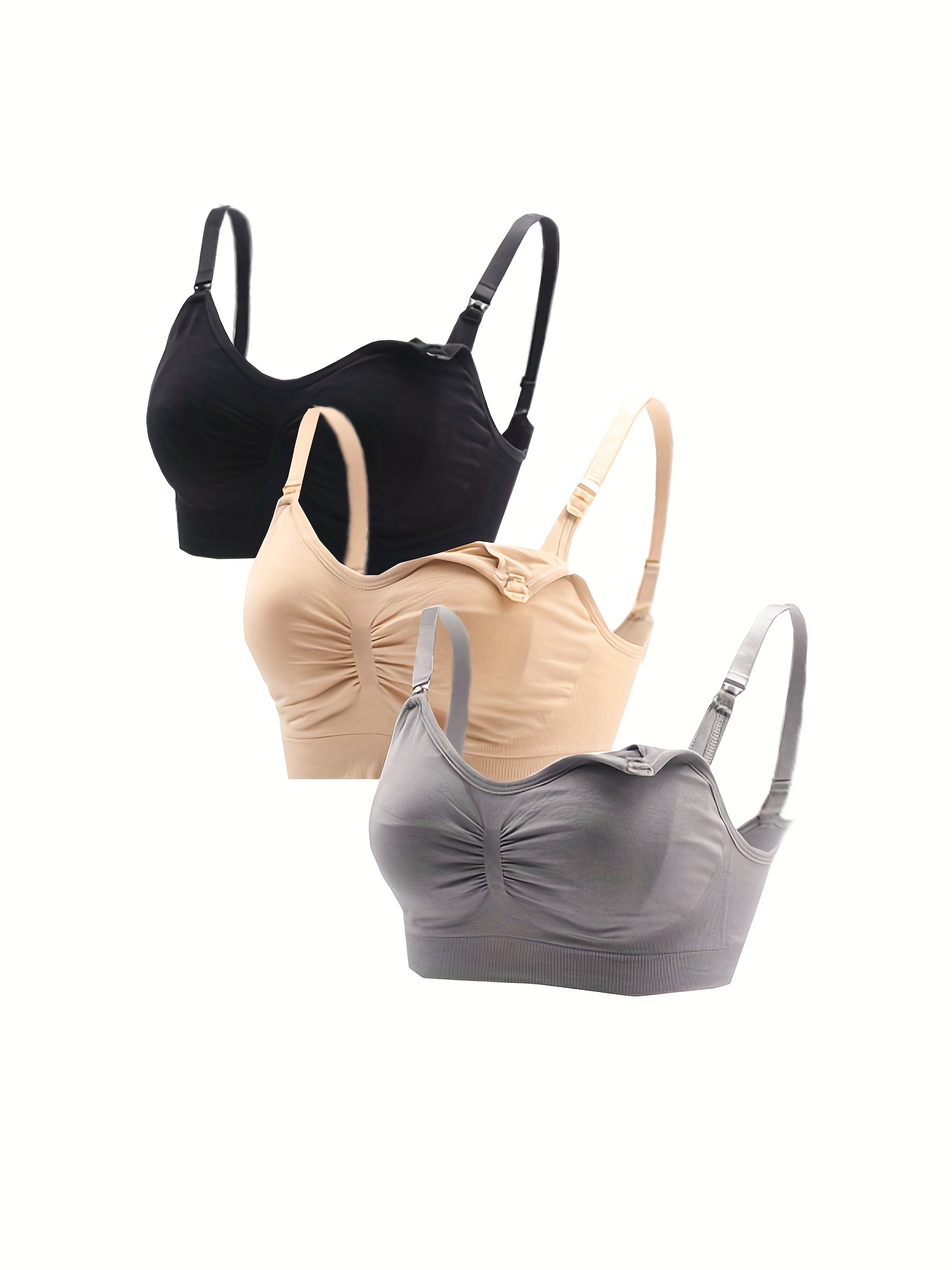 3pcs Women's Elastic Front Button Lingerie Postpartum Feeding Bras
