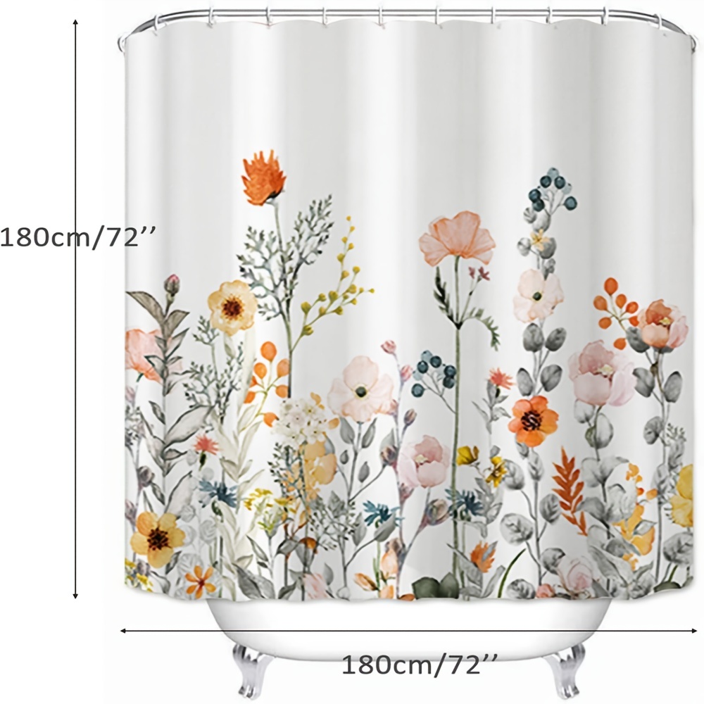 LIVILAN Floral Shower Curtains for Bathroom Flower Pretty Fabric Colorful  Wildflower Flowered Shower Curtain with 12 Hooks Decorative Machine  Washable, 72 W x 72 H : : Home