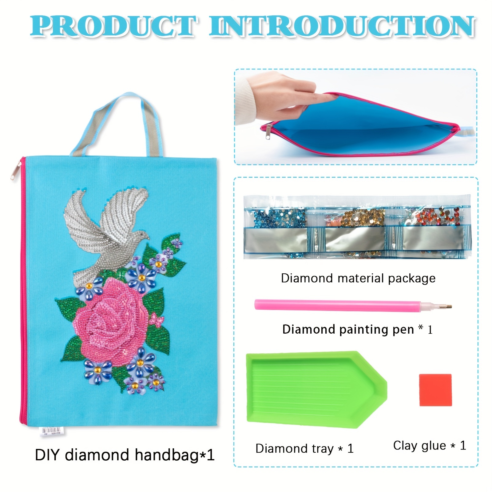 5d Diamond Painting Stationery Bag File Bags For Study Work - Temu Greece