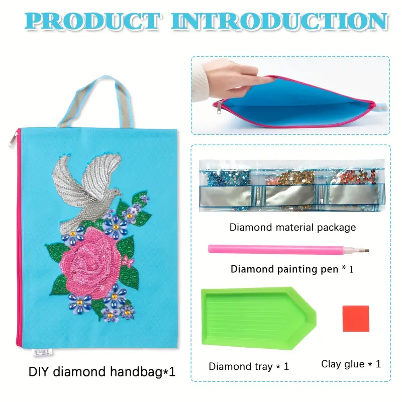 5d Diamond Painting Stationery Bag File Bags For Study Work - Temu Greece