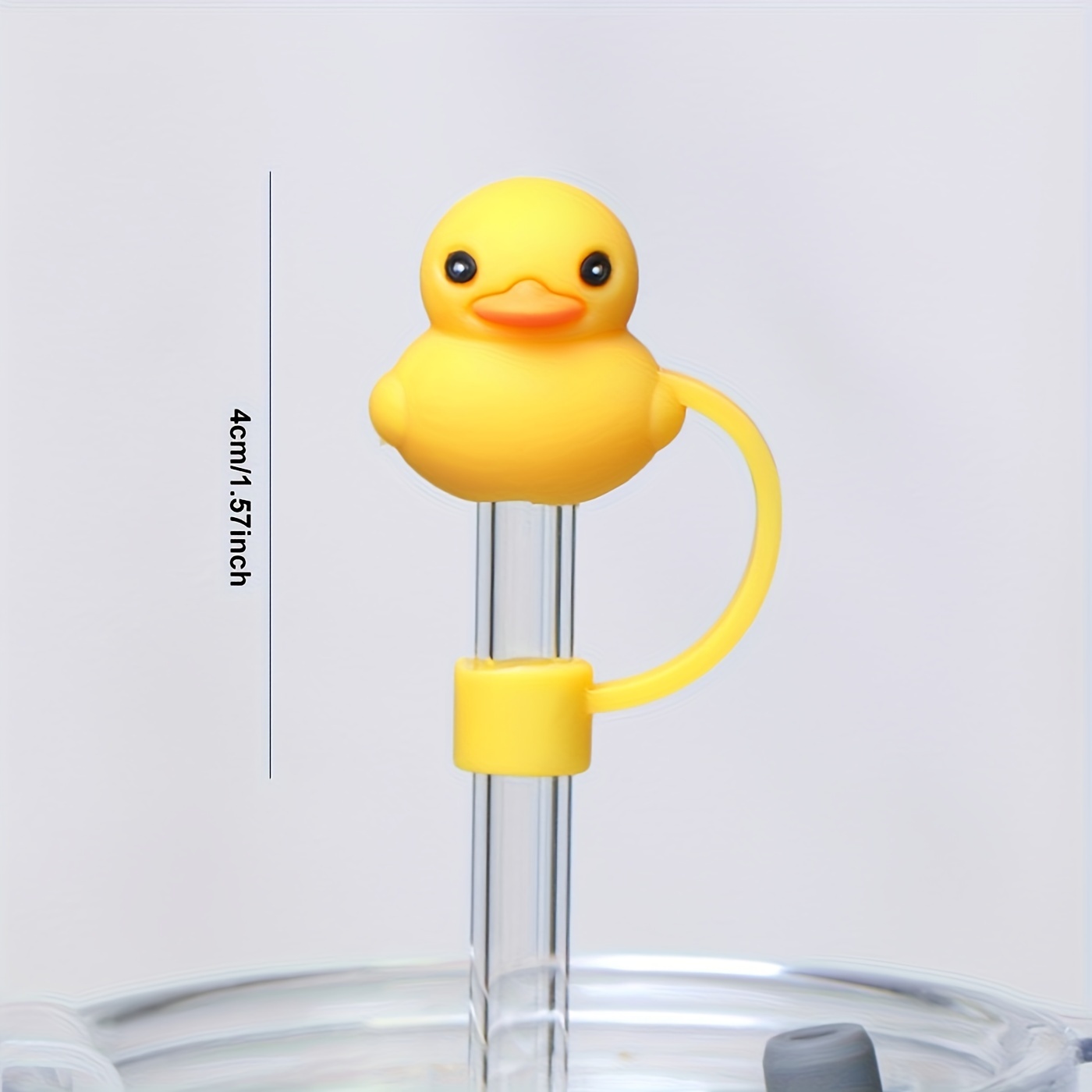 Straw Tips Cover, Reusable Straw Toppers, Kawaii Duck Silicone