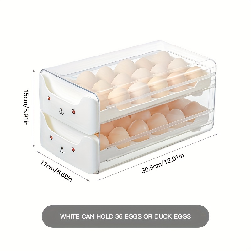 Rolling Egg Holder for Refrigerator, 36 Fresh Egg Container, 2 Layer Clear  Stackable Egg Holder, Egg Organizer Cartons & Egg Tray