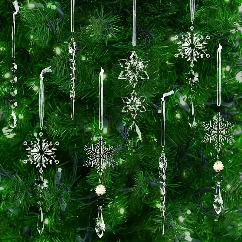 12 Piezas Adorno Cristal Decoración Árbol Navidad Colgante - Temu Chile