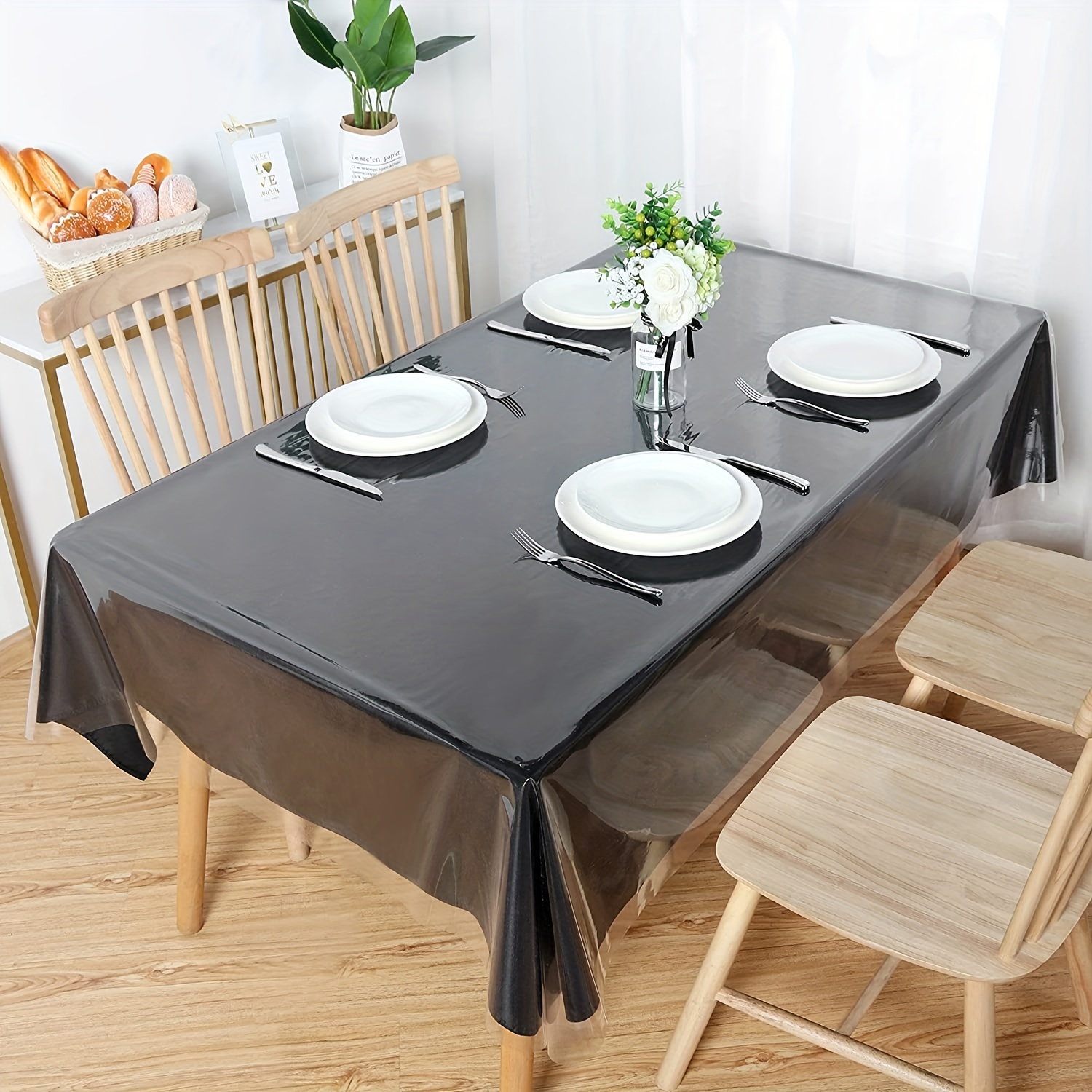 Waterproof Pvc Tablecloth, Oil Proof And Spill Proof Vinyl Table